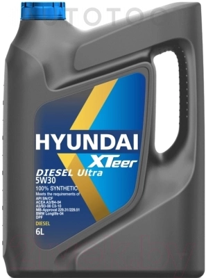 5W-30 Масло моторное синтетическое "Diesel Ultra 5W-30", 6л - Артикул 1061001 - Производитель Hyundai-Kia - Фото, Отзывы, Цены