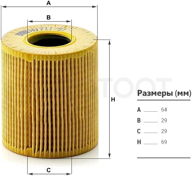 Фильтр масляный (картридж) FIAT DUCATO 06-/CITROEN JUMPER 06-/PEUGEOT BOXER 06-/FORD TRANSIT 06