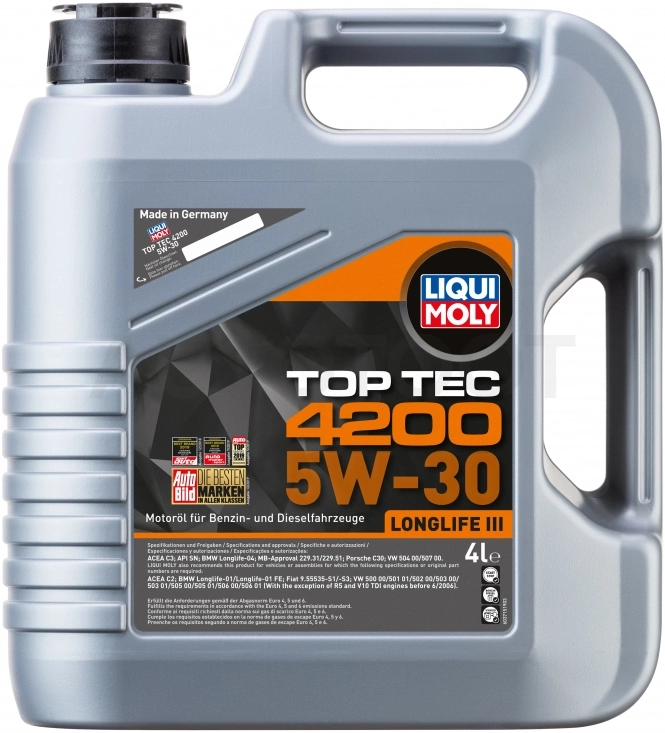 Масло моторное синтетическое Top Tec 4200 5W-30 4л - Артикул 3715 - Производитель Liqui Moly - Фото, Отзывы, Цены