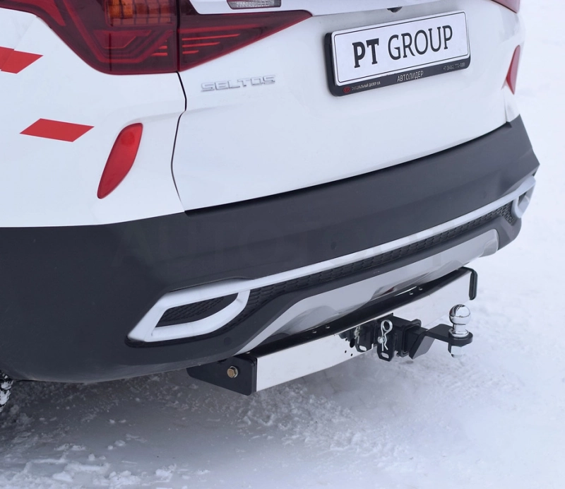 KIA Seltos 2020- ТСУ съемный квадрат с НЕРЖ накладкой, фаркоп - Артикул 06071502 - Производитель PT Group - Фото, Отзывы, Цены