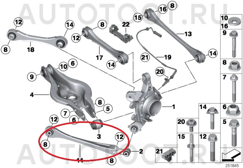 Рычаг продольный заднего моста (см.схему) -ZWTBM022 Nty для BMW 1SERIES, BMW 3SERIES