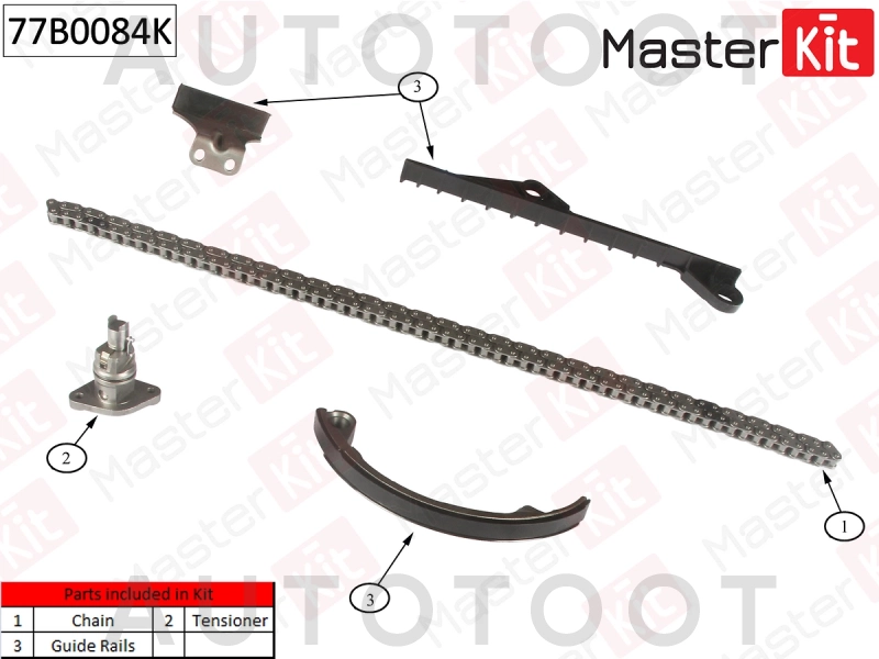 Ремкомплект цепи ГРМ без шестерни 1.6 QG16DE -77B0084K MasterKit для NISSAN PRIMERA