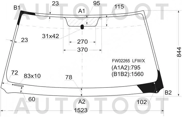 Стекло лобовое в клей -  для TOYOTA HIGHLANDER, TOYOTA KLUGER