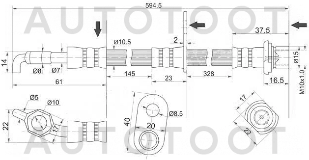 Шланг тормозной задний левый -ST9094702F61 Sat для TOYOTA CAMRY, LEXUS ES300, LEXUS ES350