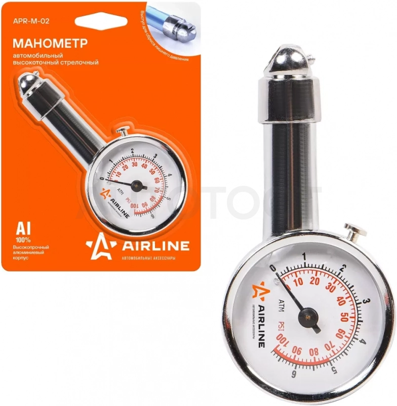 Манометр стрелочный металл. 7 АТМ - Артикул APRM02 - Производитель Airline - Фото, Отзывы, Цены