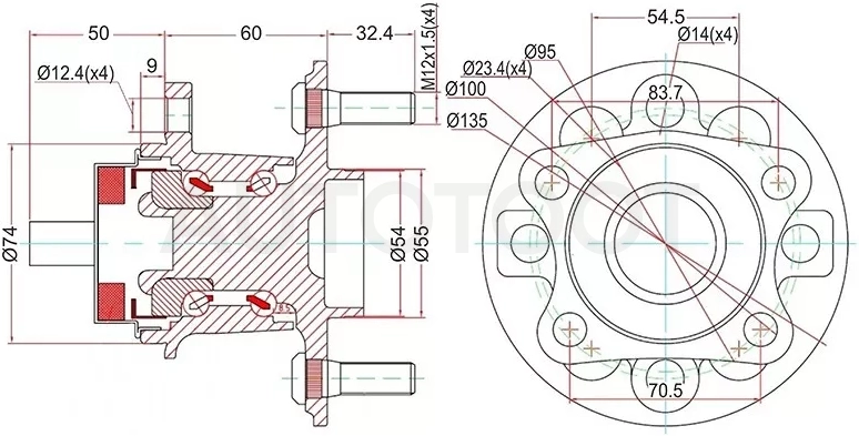 Ступичный узел задн. TOYOTA VITZ KSP90,NCP9#,SCP90/RACTIS NCP10#,SCP100/BELTA #SP92 05- (с ABS)