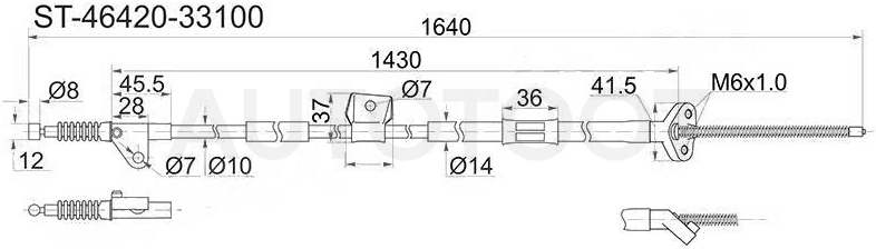Трос стояночного тормоза правый -ST4642033100 Sat для TOYOTA CAMRY, LEXUS ES300