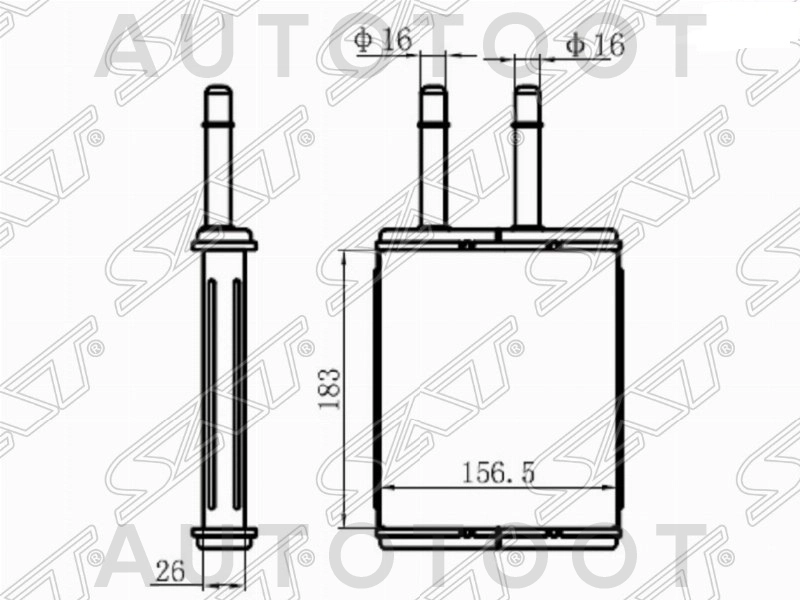 Радиатор отопителя салона -STMZV63950 Sat для MAZDA 323 (FAMILIA), MAZDA 626 (CAPELLA), MAZDA 5 (PREMACY)