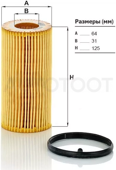 Фильтр масляный VOLVO C30 06-12/ S40 04-12/ S80 01-16/ XC60 08-17/ XC70 07-16