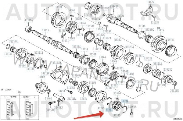 Пружина стяжная третьей передачи МКПП 3339112030 -  для TOYOTA AVENSIS, TOYOTA COROLLA, TOYOTA COROLLA FIELDER, TOYOTA COROLLA AXIO, TOYOTA COROLLA VERSO, TOYOTA MATRIX, TOYOTA RAV4, TOYOTA VITZ, TOYO