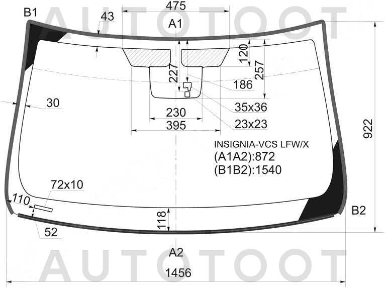 Стекло лобовое в клей -  для OPEL INSIGNIA