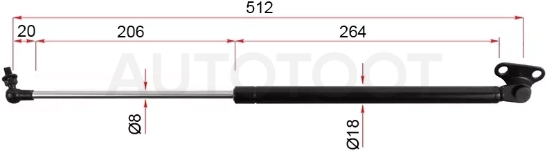 Амортизатор крышки багажника Toyota Land Cruiser (J100) 98-07 / Lexus LX 98-07 / Toyota Land Cruiser Cygnus 98-07 (Справа)