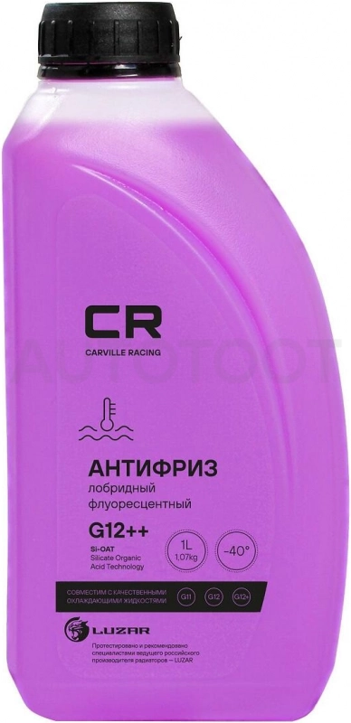 Антифриз CR лобридный флуор. -40°С, G12++, фиолет, готовый, 1л/1.07кг