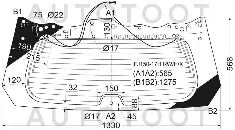 Стекло заднее (крышка багажника) с обогревом -  для TOYOTA LAND CRUISER PRADO