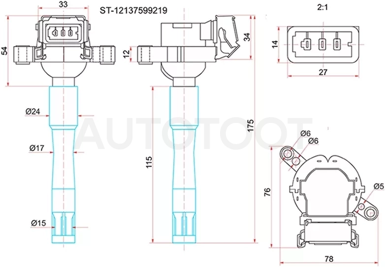 Катушка зажигания BMW/LAND ROVER - Артикул ST12137599219 - Производитель Sat - Фото, Отзывы, Цены