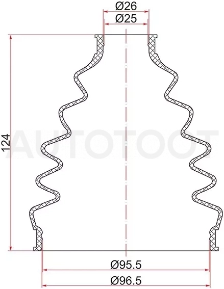 Пыльник шрус наружный FR BMW X5 E53 99-06/VAG PASSAT B8 15-/OCTAVIA III 13- (2 хомута. резина)