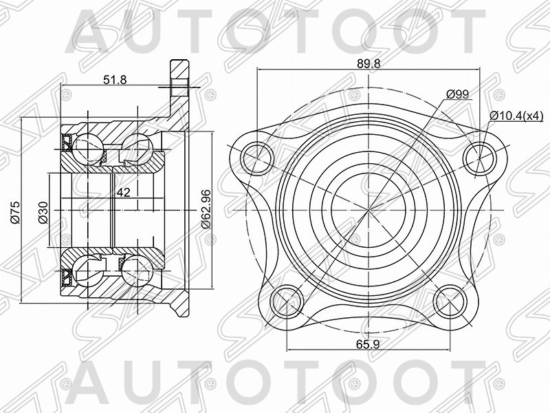 Ступица задняя без абс -JEH0029 Just Drive для TOYOTA CAMRY, TOYOTA SCEPTER, TOYOTA CAMRY GRACIA, TOYOTA HARRIER, LEXUS RX300, TOYOTA VISTA