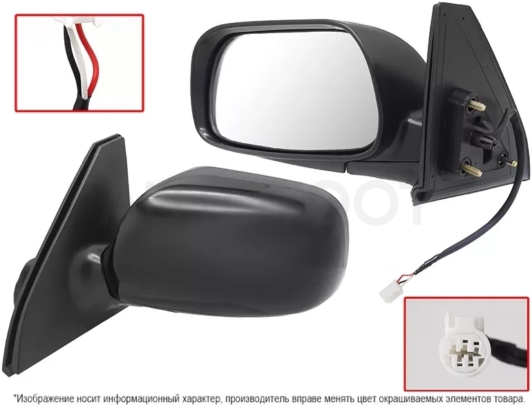 Зеркало Toyota Probox 02- / Succeed 02-20 (Слева/ Регулировка/ 3 контакта) - Артикул STTYS1940A2 - Производитель Sat - Фото, Отзывы, Цены