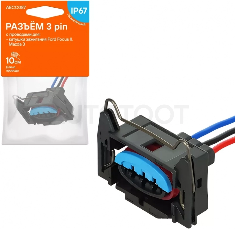 Разъём 3 pin с проводами для катушки зажигания Ford, Mazda - Артикул AECC087 - Производитель Airline - Фото, Отзывы, Цены
