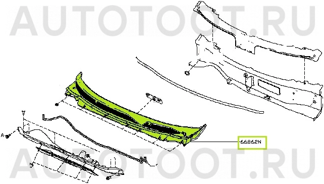 Накладка панели дворников (Жабо) -STDT66015G0 Sat для NISSAN QASHQAI