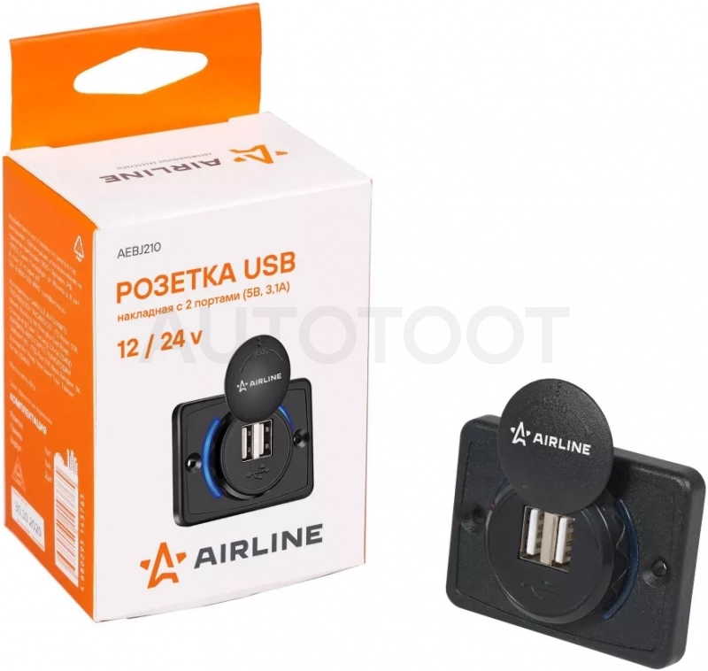 Розетка USB накладная c 2 портами (5В, 3.1А) - Артикул AEBJ210 - Производитель Airline - Фото, Отзывы, Цены