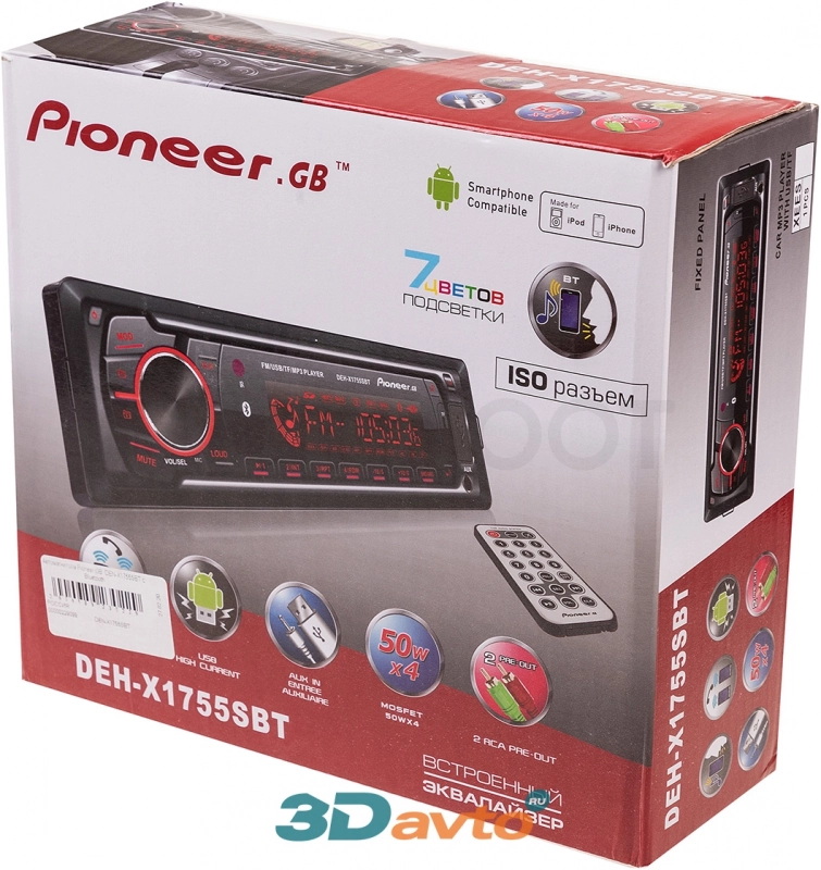 Pioneer Автомагнитола Pioneer.GB DEN-X1755SBT c Bluetooth - Артикул DENX1755SBT - Производитель TechWit - Фото, Отзывы, Цены