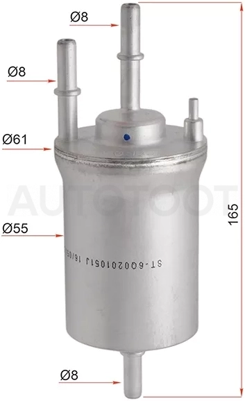Фильтр топливный 4 bar VW POLO 01-/JETTA 1.6 05-/SKODA FABIA 01-/OCTAVIA 04-13/RAPID 12