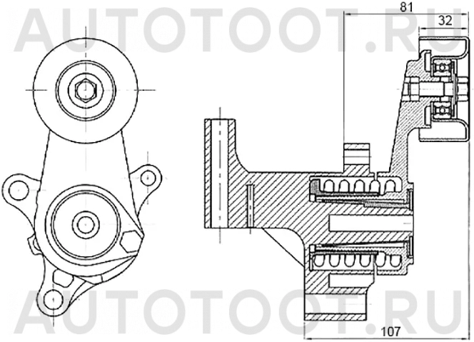 Натяжитель приводного ремня TOYOTA 1/2TRFE 02- (90916-02640) - Артикул ST1662075010 - Производитель Sat - Фото, Отзывы, Цены