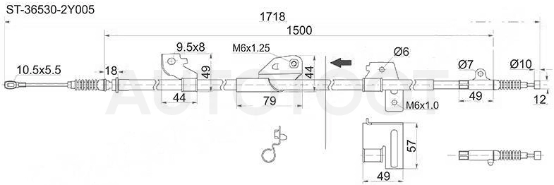 Трос ручника правый -ST365302Y005 Sat для NISSAN MAXIMA, NISSAN CEFIRO