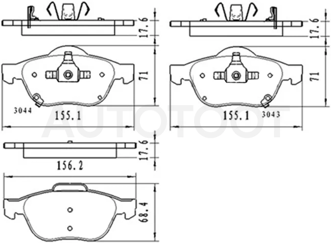 Колодки тормозные (Спереди) Toyota Avensis (T220) 97-03