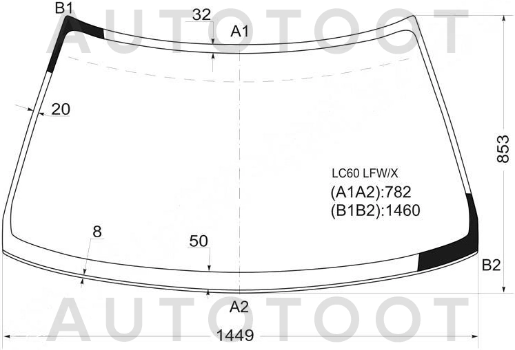 Стекло лобовое в клей -  для MITSUBISHI LANCER