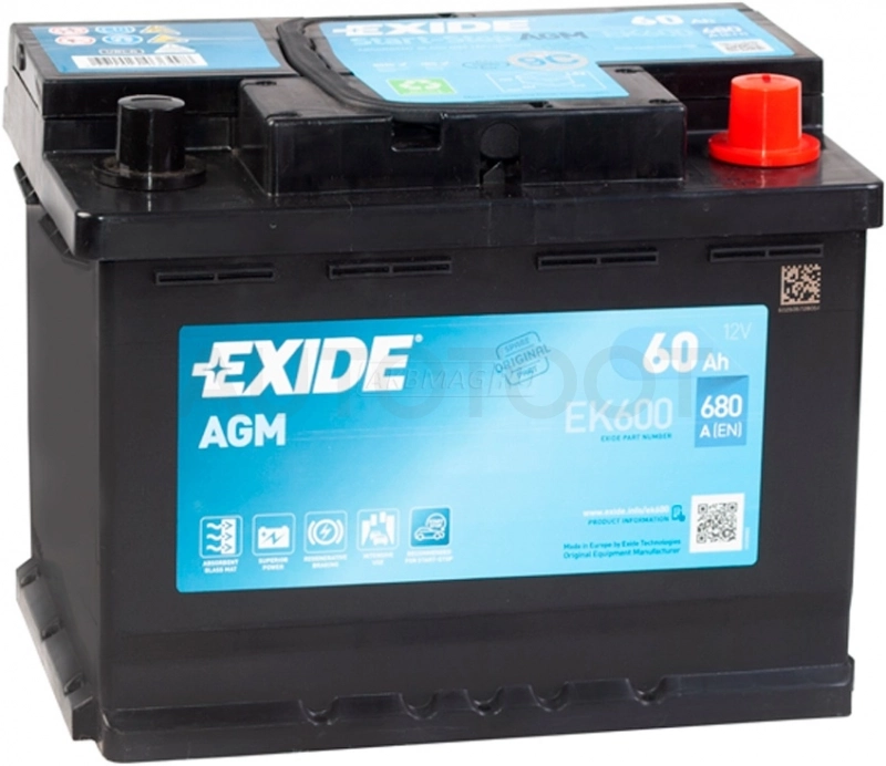 Аккумулятор EXIDE 60Ah 680A обратная полярность(-+)