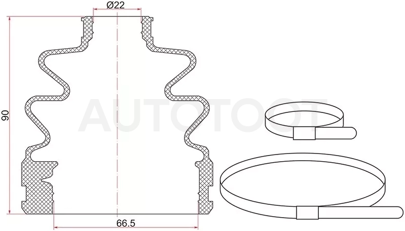 Пыльник шруса внутренний FR HYUNDAI TUCSON 04- (2 хомута. резина) - Артикул C1688T - Производитель Sat - Фото, Отзывы, Цены