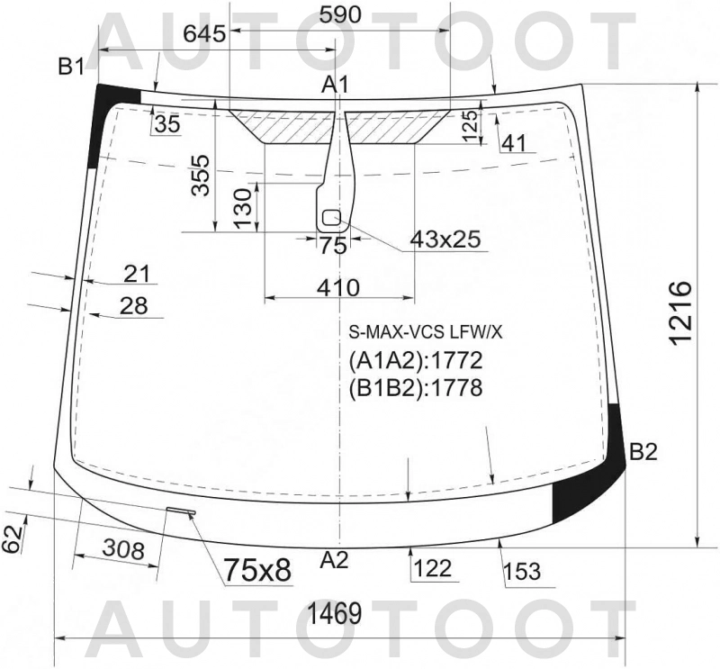 Стекло лобовое в клей -  для FORD S-MAX