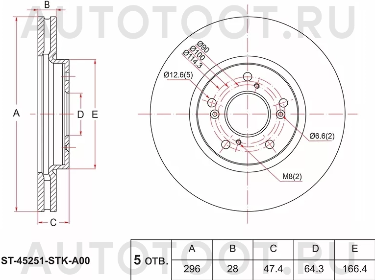 Диск тормозной (Перед) Honda CR-V 06-18 - Артикул ST45251STKA00 - Производитель Sat - Фото, Отзывы, Цены