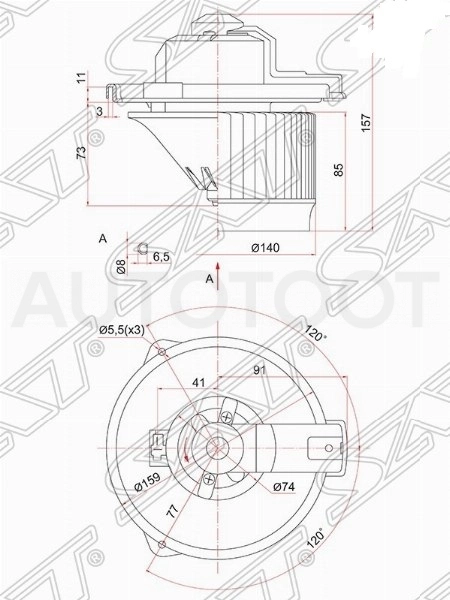 Мотор отопителя салона -ST79310SAA003 Sat для HONDA FIT, HONDA JAZZ, HONDA AIRWAVE