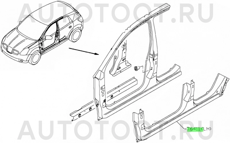 Порог левый -  для NISSAN QASHQAI