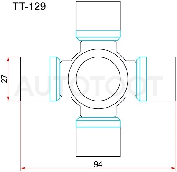 Крестовина карданного вала TOYOTA HILUX 05-12/TUNDRA 99-13/NISSAN PATHFINDER 05-13 - Артикул TT129 - Производитель Toyo - Фото, Отзывы, Цены