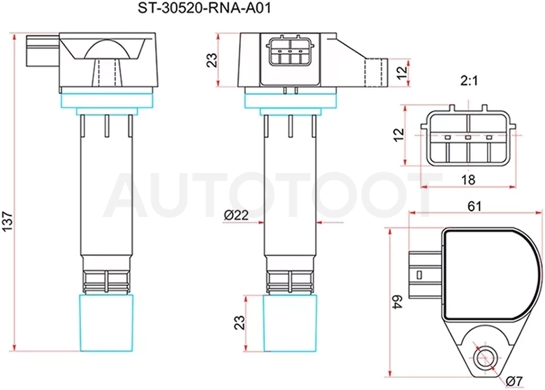 Катушка зажигания HONDA ACCORD CU# R20A 08-/CIVIC FD# R18A 06