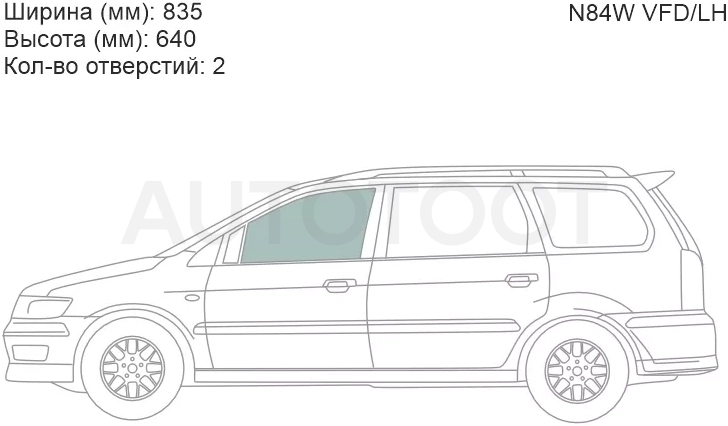 Стекло боковое опускное (Спереди/ Слева/ Цвет зеленый) Mitsubishi Chariot Grandis 97-03 / Space Wagon 97-04