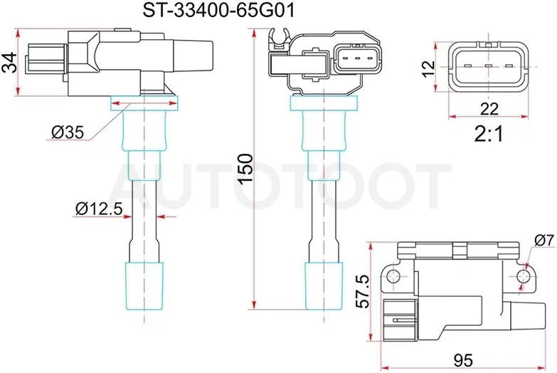Катушка зажигания SUZUKI GRAND VITARA/ESCUDO 06-AERIO/SWIFT III 04-/SX4 06- M13A/M15A/M16A/M18A