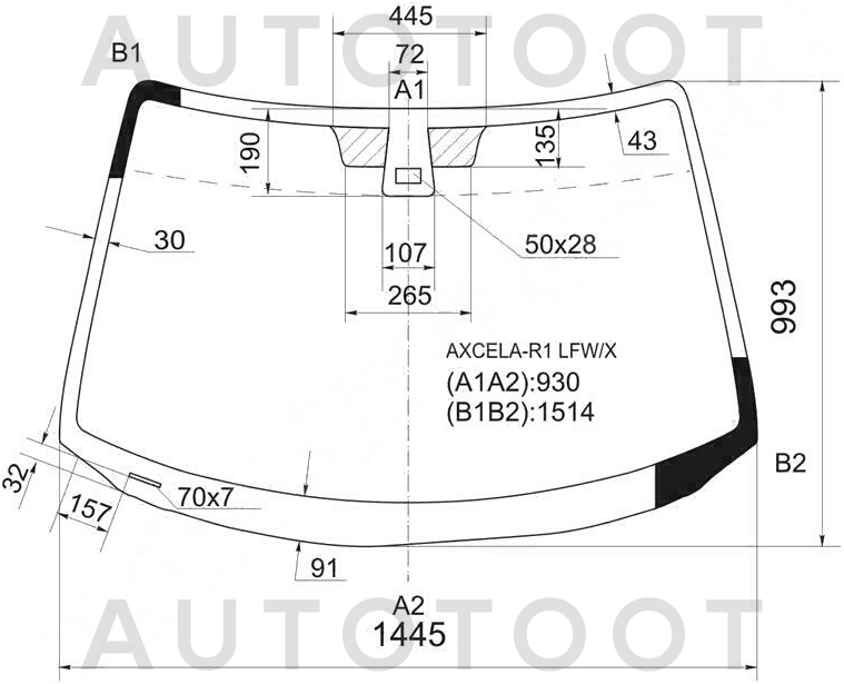 Стекло лобовое в клей -  для MAZDA 3 (AXELA)