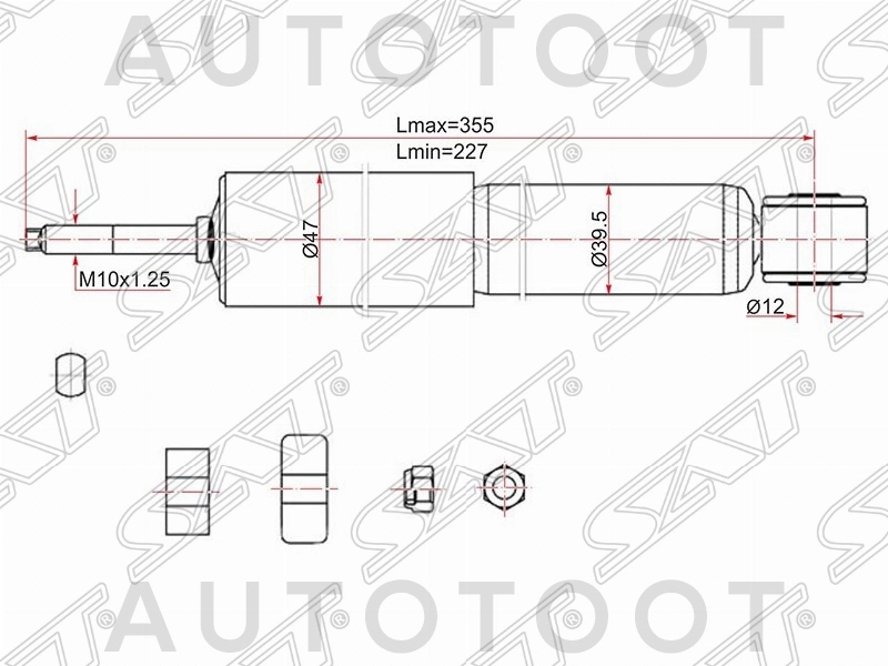 Амортизатор передний левый=правый -DF343277 Double Force для TOYOTA LITE ACE