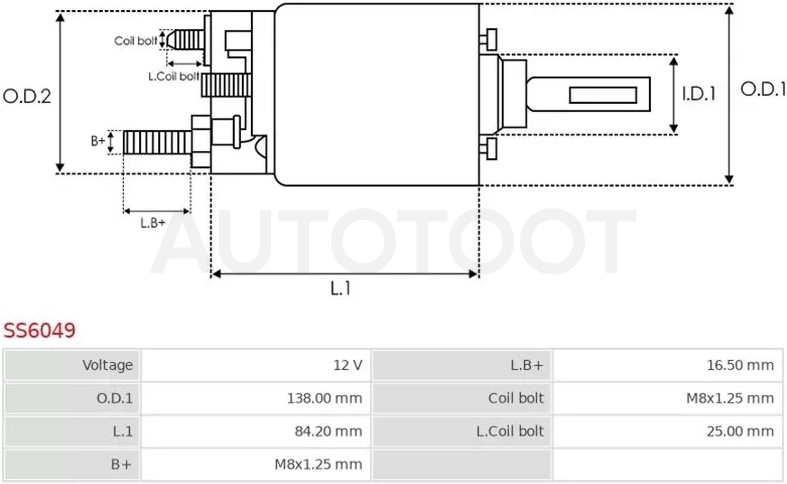 Втягивающее реле стартера TOYOTA CROWN/DYNA/HILUX/LAND CRUISER 2/3L - Артикул SS6049 - Производитель AS-PL - Фото, Отзывы, Цены