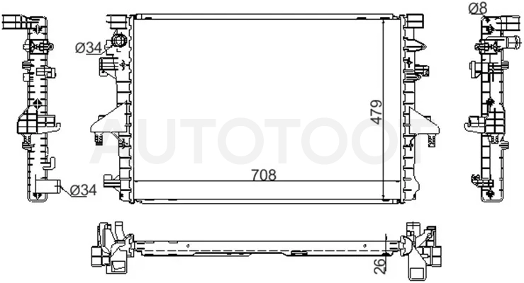 Радиатор Volkswagen Transporter 03- / Multivan 03-15 - Артикул VW00092 - Производитель Sat - Фото, Отзывы, Цены