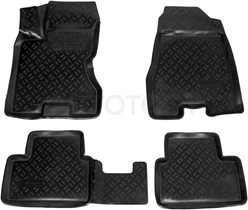 Ковры для Nissan X-Trail (07-14), 4 шт., выс.борт, 3D с подпятником, ТЭП, черн.