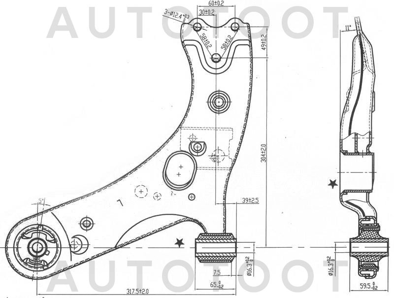 Рычаг передней подвески нижний левый -ST4806912300 Sat для TOYOTA AURIS, TOYOTA COROLLA, TOYOTA AVENSIS