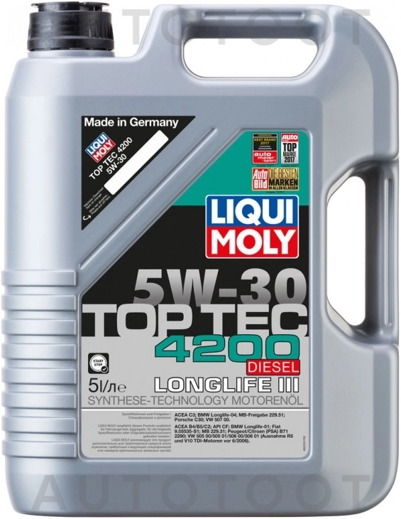 Масло моторное синтетическое Top Tec Diesel 4200 5W-30 5л - Артикул 2376 - Производитель Liqui Moly - Фото, Отзывы, Цены