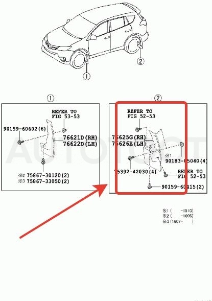 Брызговик задний левый -ST230323 Sat для TOYOTA RAV4