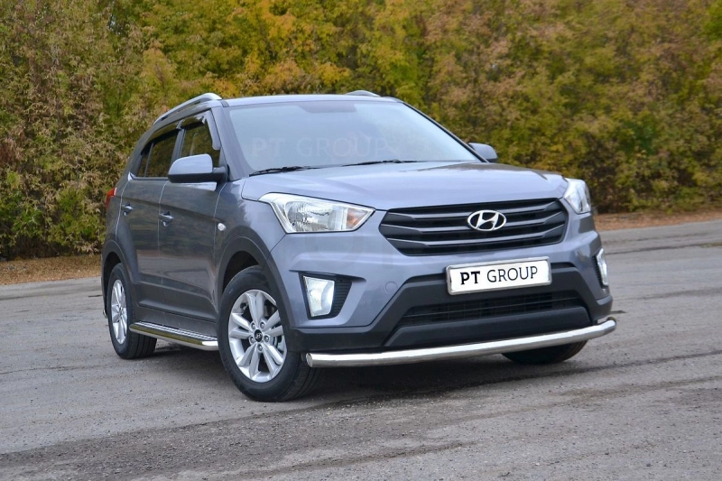 HYUNDAI Creta 2016- Защита порогов вогнутая Ø63мм (НПС) - Артикул 11030201 - Производитель PT Group - Фото, Отзывы, Цены